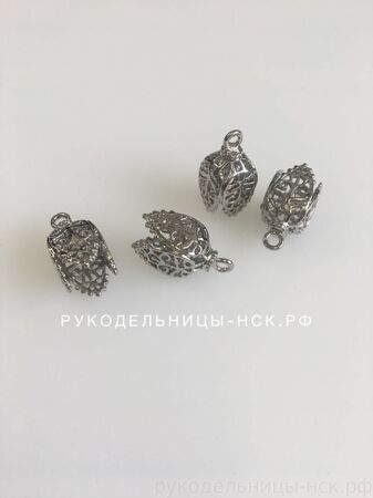 Концевик-цилиндр ажурный d8мм, h2см с петлей, покрытие родий